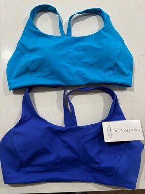 😍NEW! SET of 2 Athleta Women's Blue Malibu bikini tops size Large D/DD